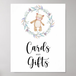 little teddy bear cards and gifts baby shower poster