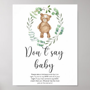 Little teddy bear Don't say baby  Poster