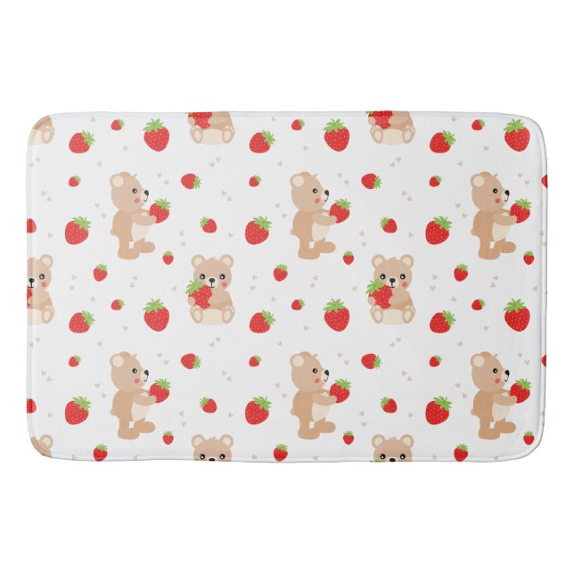 Little teddy bear with berry bath mat (Front)