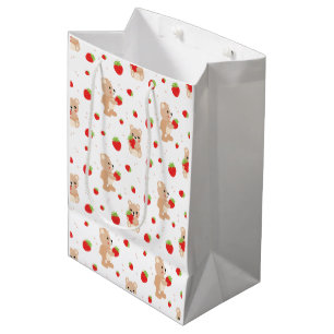Little teddy bear with berry medium gift bag