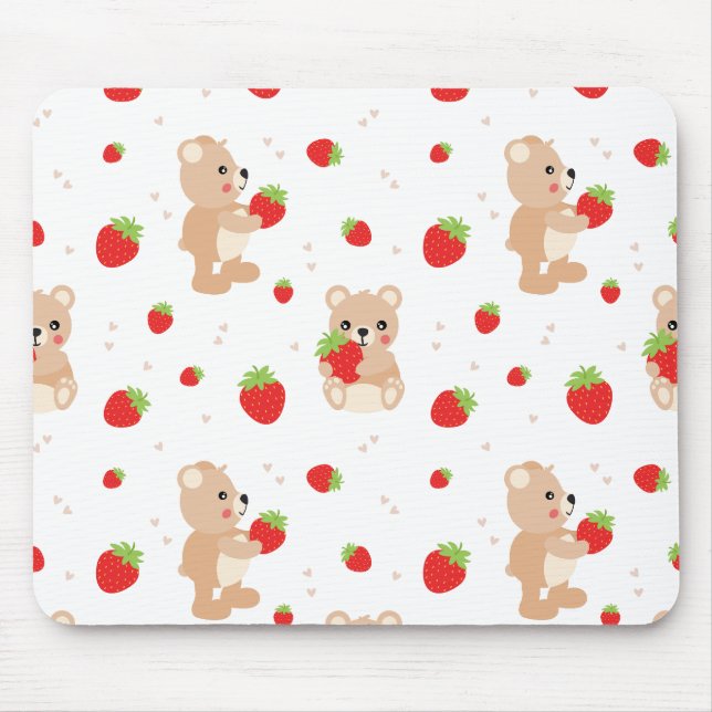 Little teddy bear with berry mouse pad (Front)