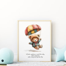 Little Teddy Explorer Nursery Room Poster