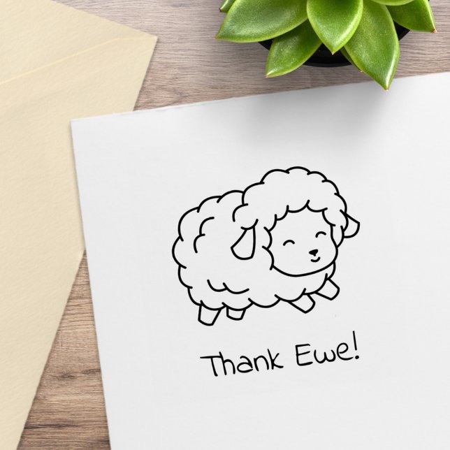 Little Thank Ewe (You) Sheep Colour Me Rubber Stamp (Creator Uploaded)