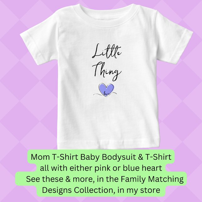 Little Thing  - Blue Heart - Matching Mum Bub Pair Baby T-Shirt (Creator Uploaded)