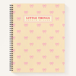 Little Things Personalized Coquette Bows Yellow Notebook
