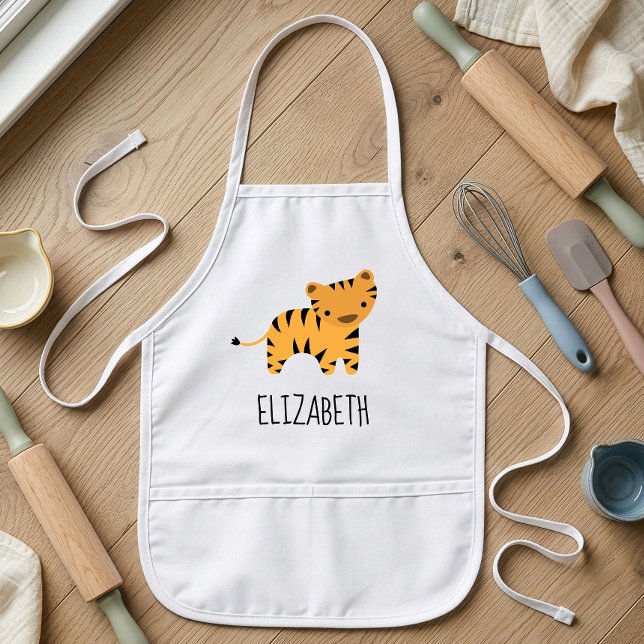 Little Tiger Cute Personalised Kids Apron (Creator Uploaded)