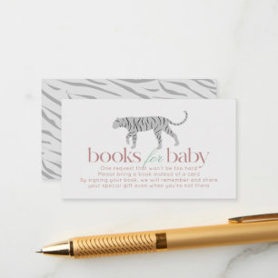 Little Tiger Modern Grey Baby Shower Book Request Enclosure Card