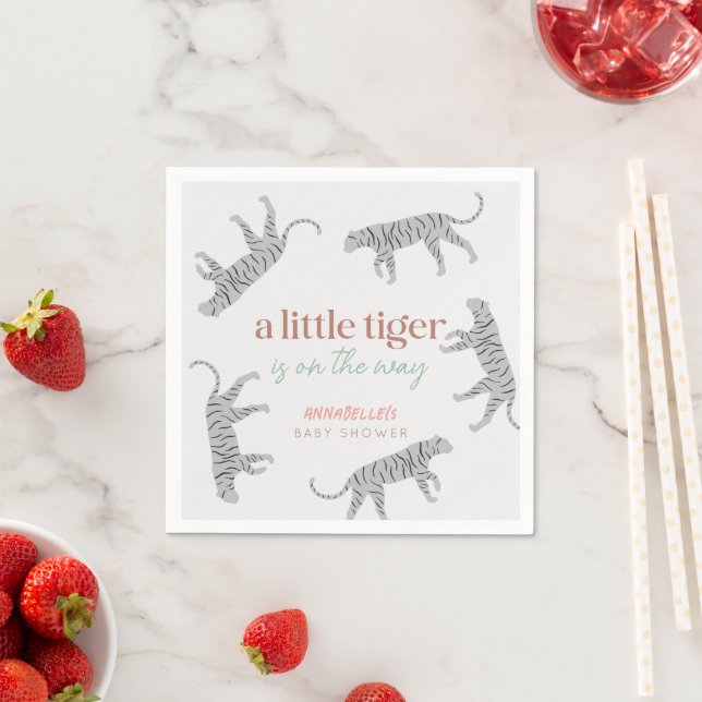 Little Tiger Modern Grey Baby Shower  Napkin (Insitu)