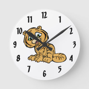 Little Tiger Round Clock