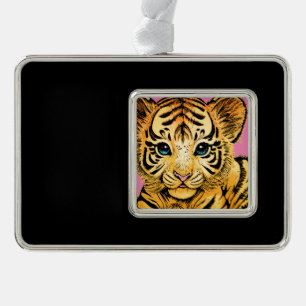 LITTLE TIGER SILVER PLATED FRAMED ORNAMENT