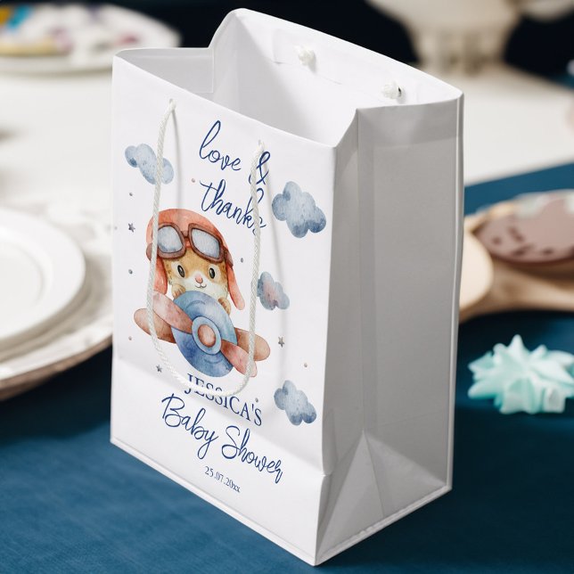 Little tiny pilot aeroplane baby shower favour medium gift bag (Little tiny pilot airplane baby shower favor medium gift bag)