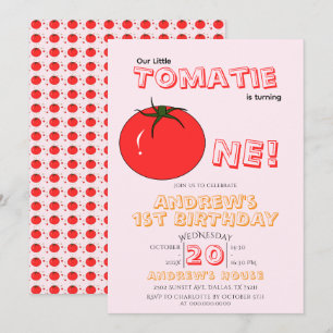 Little Tomatie Is Turning One Cute 1st Birthday Invitation