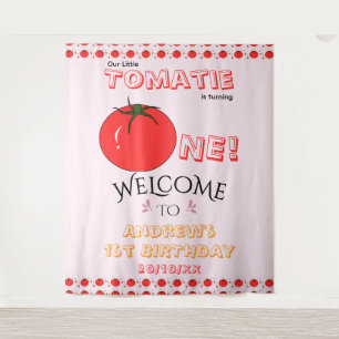 Little Tomatie Is Turning One Cute 1st Birthday Tapestry
