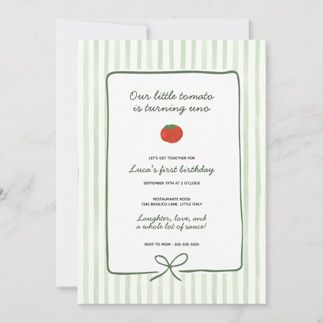 Little Tomato Birthday Invitation (Front)