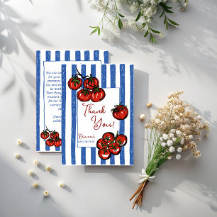 Little tomato blue stripes Italian baby shower Thank You Card