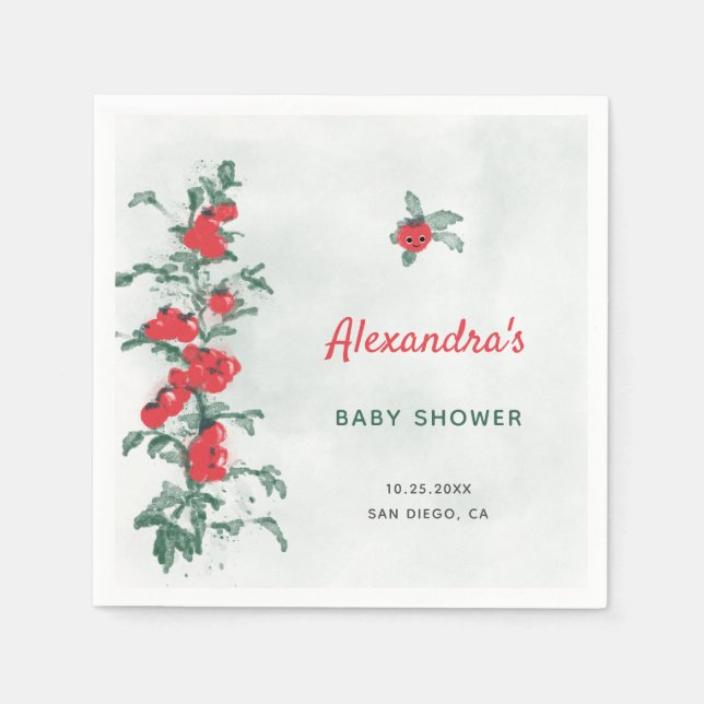 Little Tomato Rustic Chic Watercolor Baby Shower Napkin (Front)