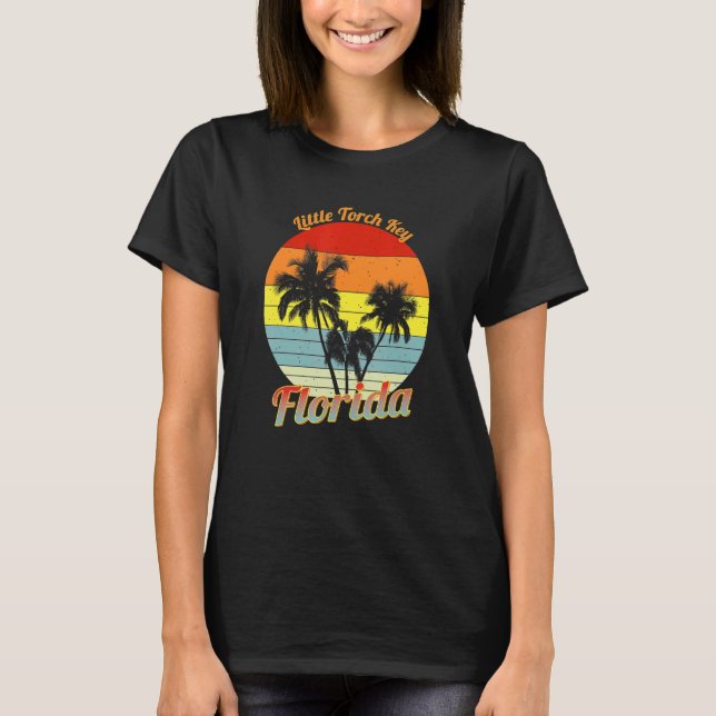 Little Torch Key Florida Retro Tropical Palm Trees T-Shirt (Front)