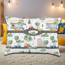 Little Town & Cars Colourful Pattern