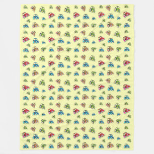 Little Tractors Fleece Blanket, lemon Blanket