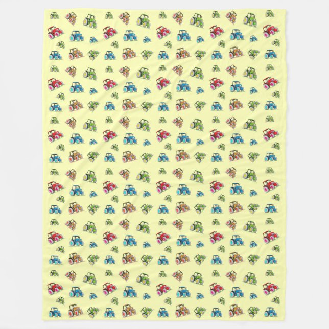 Little Tractors Fleece Blanket, lemon Blanket (Front)