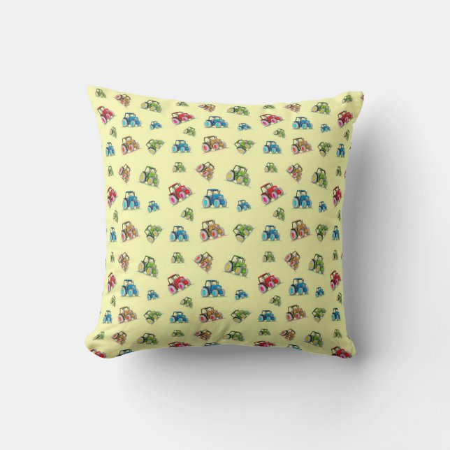 Little Tractors, Lemon, Cushion (Front)