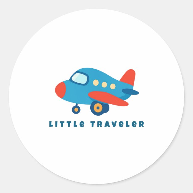 Little Traveler Airplane for Kids Classic Round Sticker (Front)