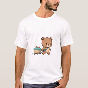 Little Traveler Bear Illustration T-Shirt