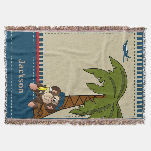 Little Tropical Monkey Throw Blanket (Front)