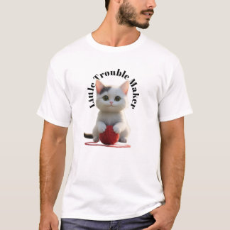 "Little Trouble Maker" Cute Kitten and Yarn T-Shirt