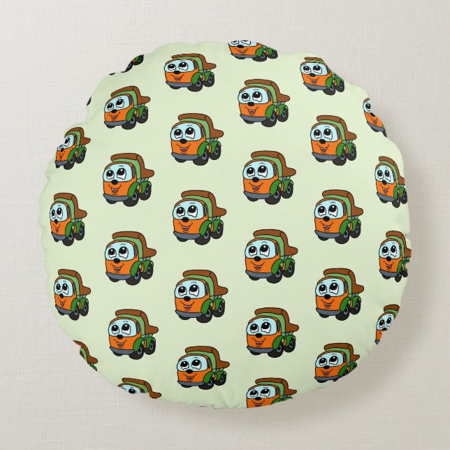 Little truck pattern round cushion (Front)