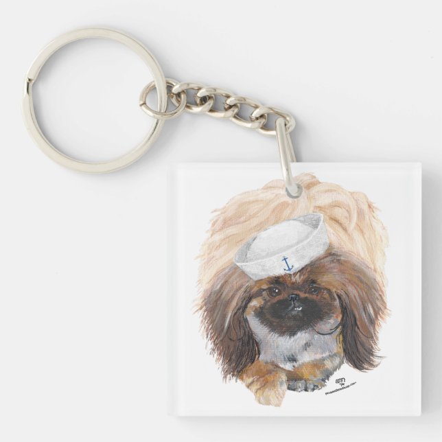 Little Tuffy Sailor Pekingese Dog Key Ring (Front)