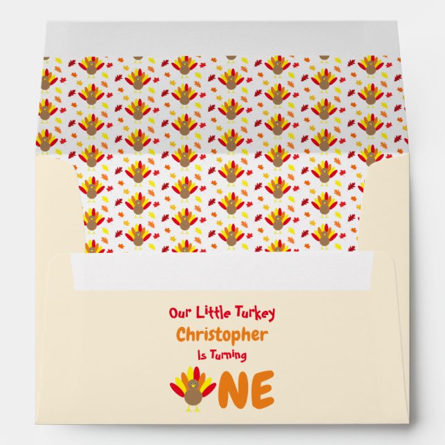 Little Turkey 1st Birthday Envelope (Back (Bottom))