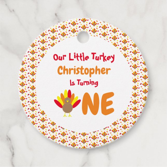 Little Turkey 1st Birthday Favour Tags (Front)