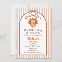Little Turkey 1st Birthday Invitation