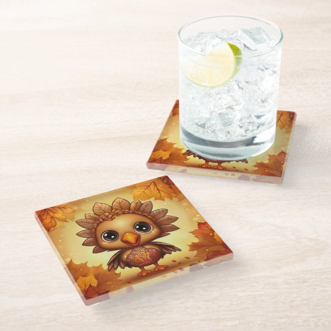 Little Turkey 5 Glass Coaster (Angled)