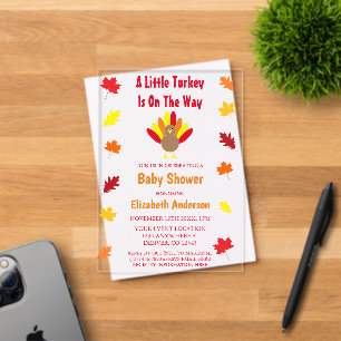 Little Turkey Baby Shower Acrylic Invitations