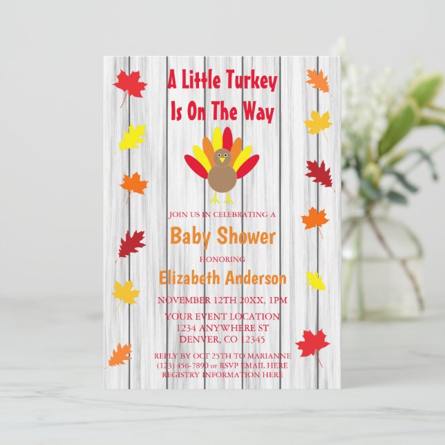 Little Turkey Baby Shower Invitation (Standing Front)