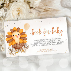 Little Turkey Baby Shower Thanksgiving Book for Ba Enclosure Card