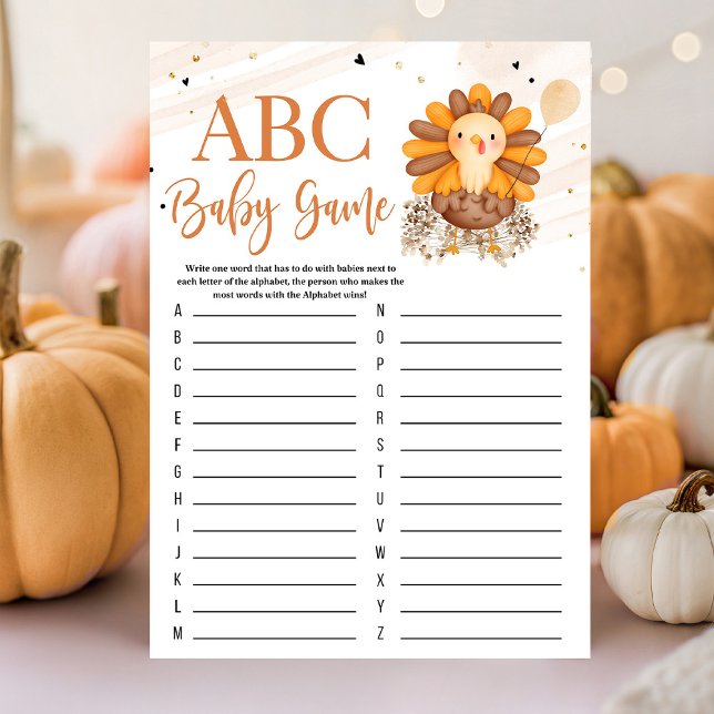 Little Turkey Baby Shower Thanksgiving  Game (Little Turkey baby shower Thanksgiving game with turkey artwork, warm autumn colors, and playful har)