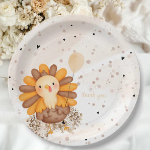 Little Turkey Baby Shower Thanksgiving Paper Plate