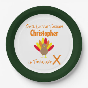 Little Turkey Birthday Paper Plate