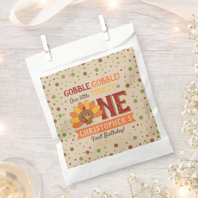 Little Turkey Fall Thanksgiving 1st Birthday Favour Bags (Clipped)