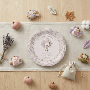 Little Turkey Feathers Autumn Girl Baby Shower Paper Plate