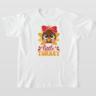 Little Turkey Girl Kids Thanksgiving T-Shirt