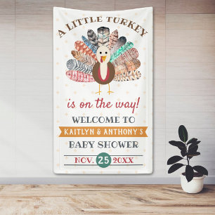 Little Turkey On The Way! Thanksgiving Baby Shower Banner