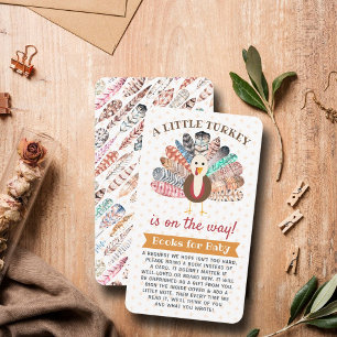 Little Turkey On The Way! Thanksgiving Baby Shower Enclosure Card