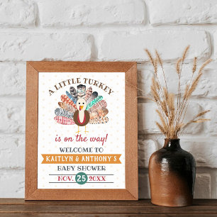 Little Turkey On The Way! Thanksgiving Baby Shower Poster