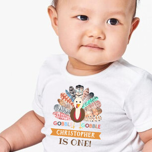 Little Turkey Thanksgiving Any Age Birthday Baby T-Shirt