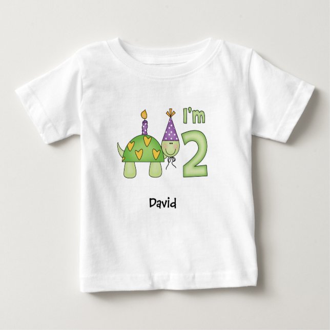 Little Turtle 2nd Birthday Baby T-Shirt (Front)
