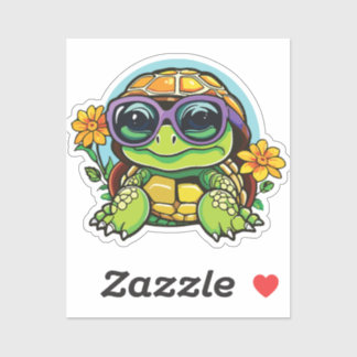 Little Turtle Sticker with Glasses - Smart Baby Tu